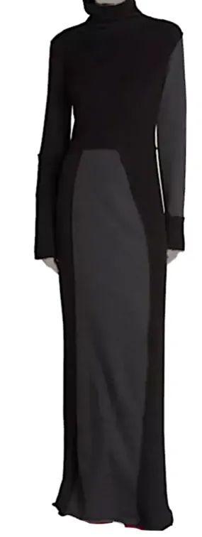 Maison Margiela Paris. NEW W/TAGS  Black Paneled Cotton Blend Turtleneck Gown Dress