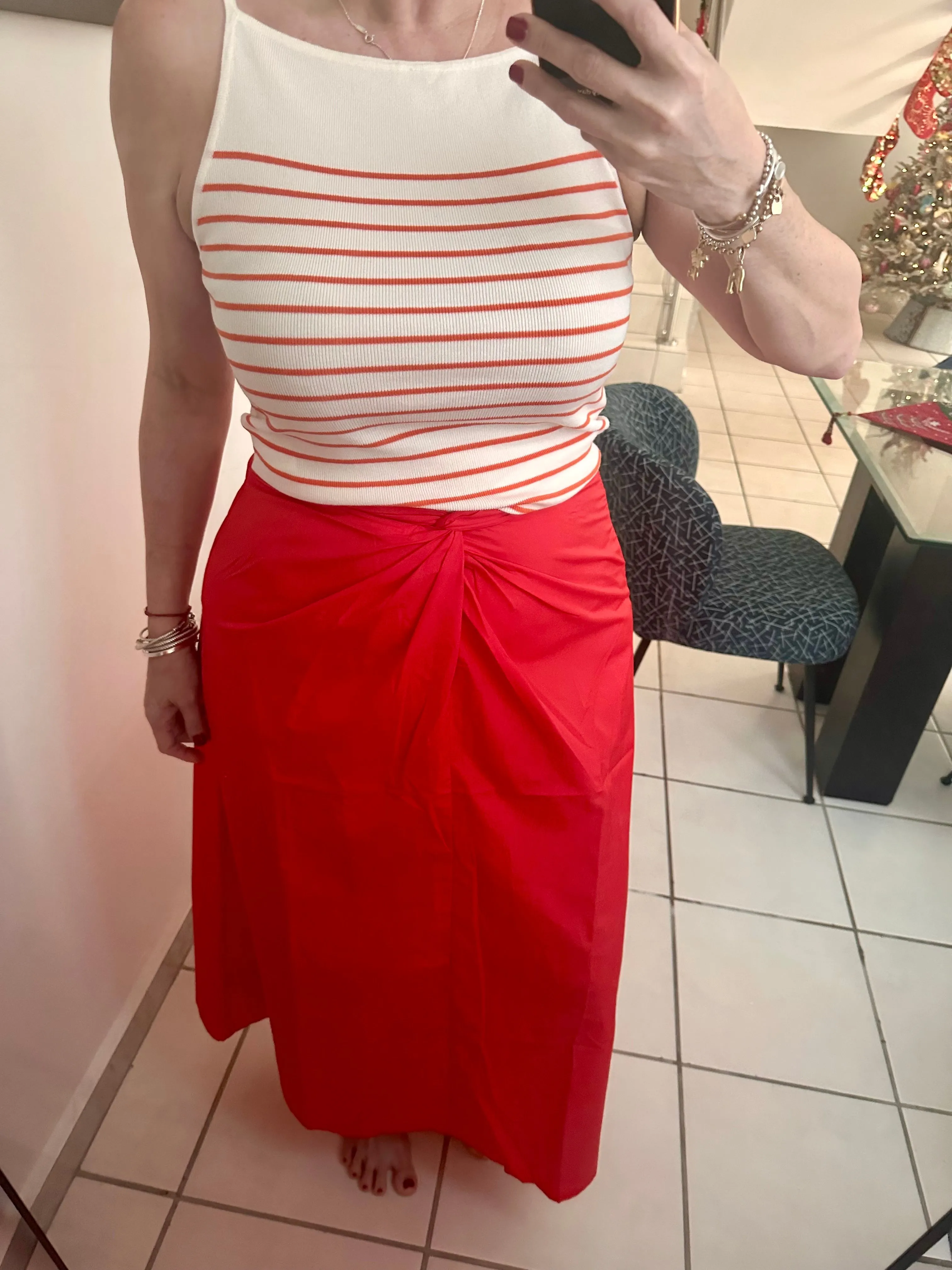 Maxi Orange Poplin Skirt