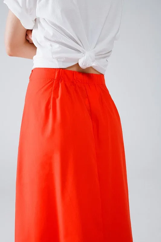 Maxi Orange Poplin Skirt