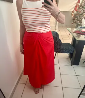 Maxi Orange Poplin Skirt