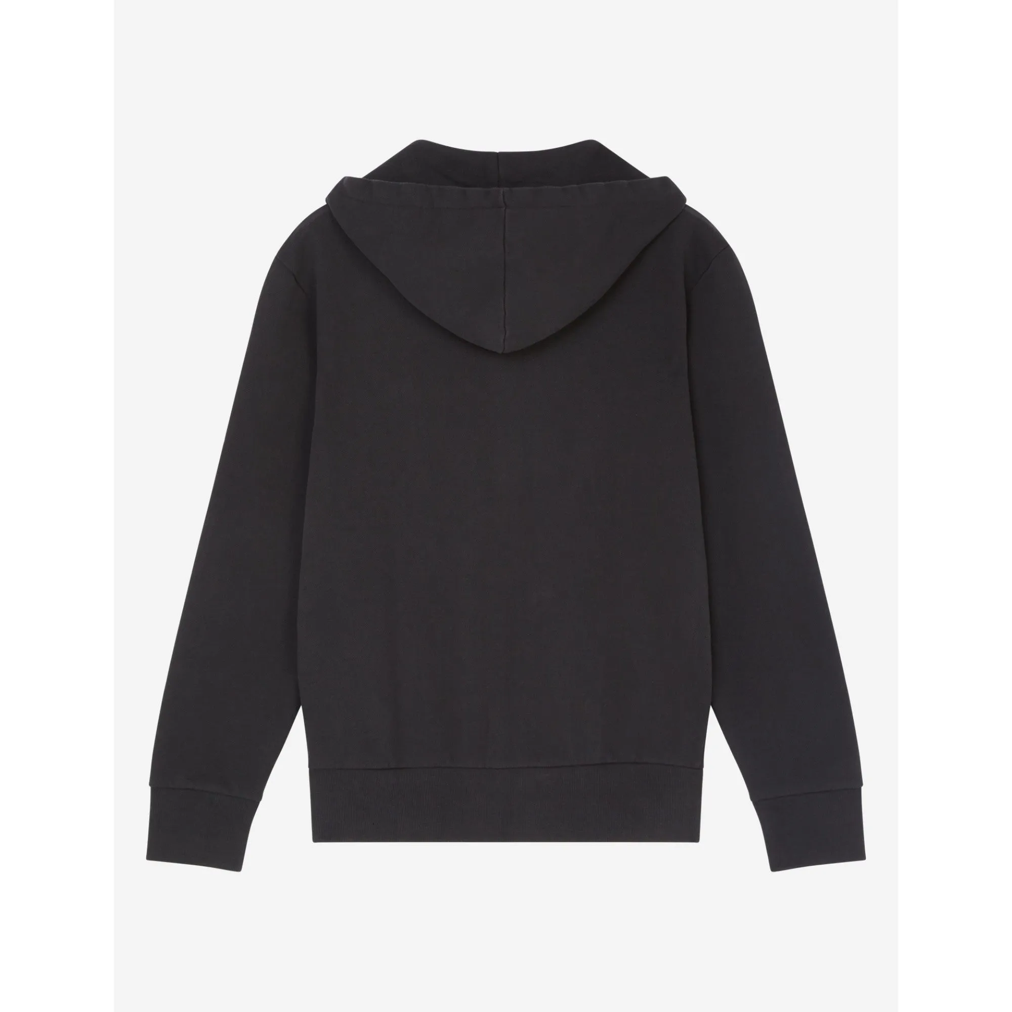 Men Tricolor Fox Patch Zip Hoodie - Black