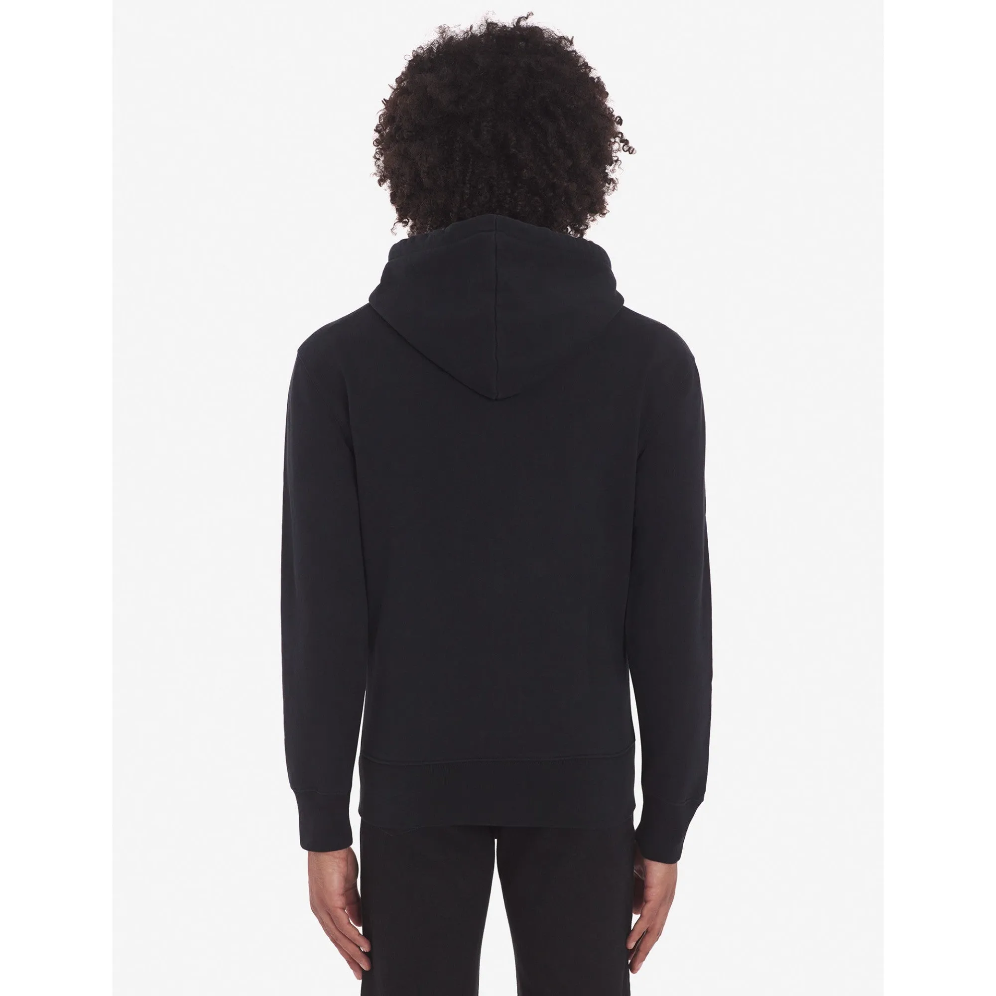 Men Tricolor Fox Patch Zip Hoodie - Black