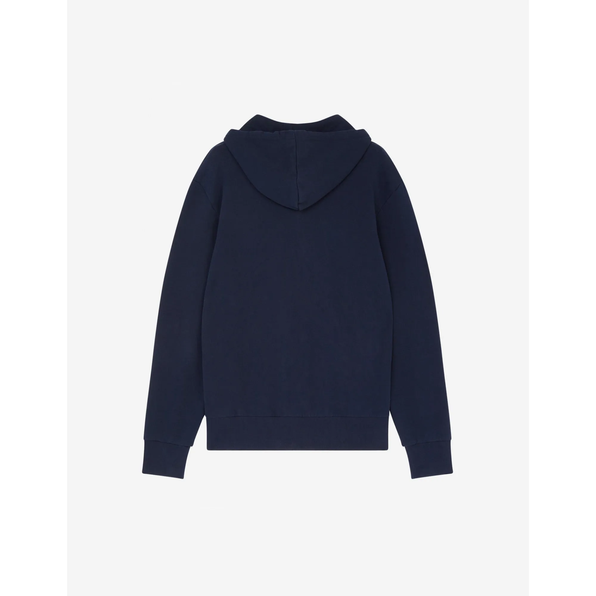 Men Tricolor Fox Patch Zip Hoodie - Navy