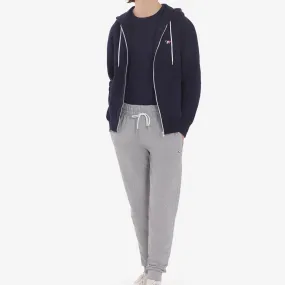 Men Tricolor Fox Patch Zip Hoodie - Navy