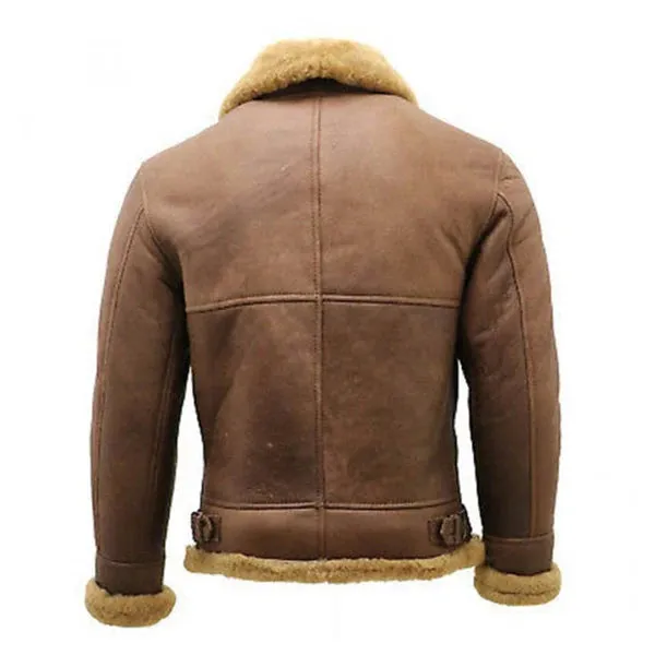 Men's Brown Faux Shearling Leather Jacket