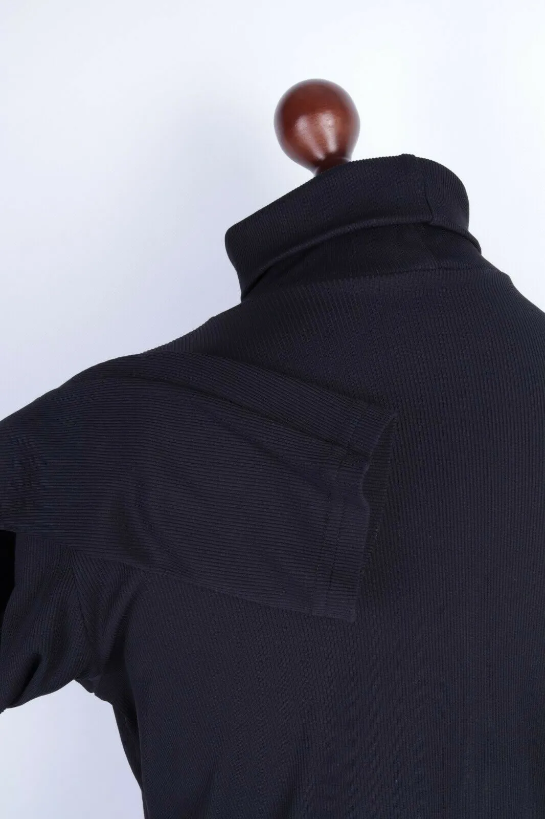 Men's CARLO COLUCCI Black Tactel Stretch Ribbed Turtleneck Pullover Size 46