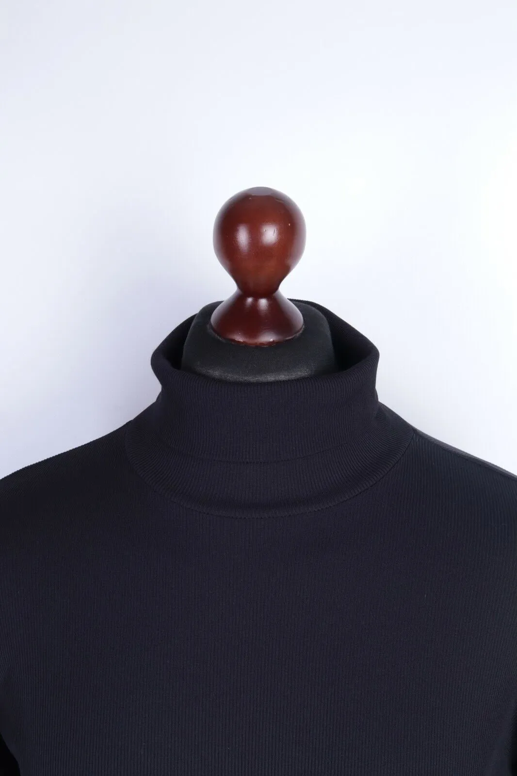 Men's CARLO COLUCCI Black Tactel Stretch Ribbed Turtleneck Pullover Size 46