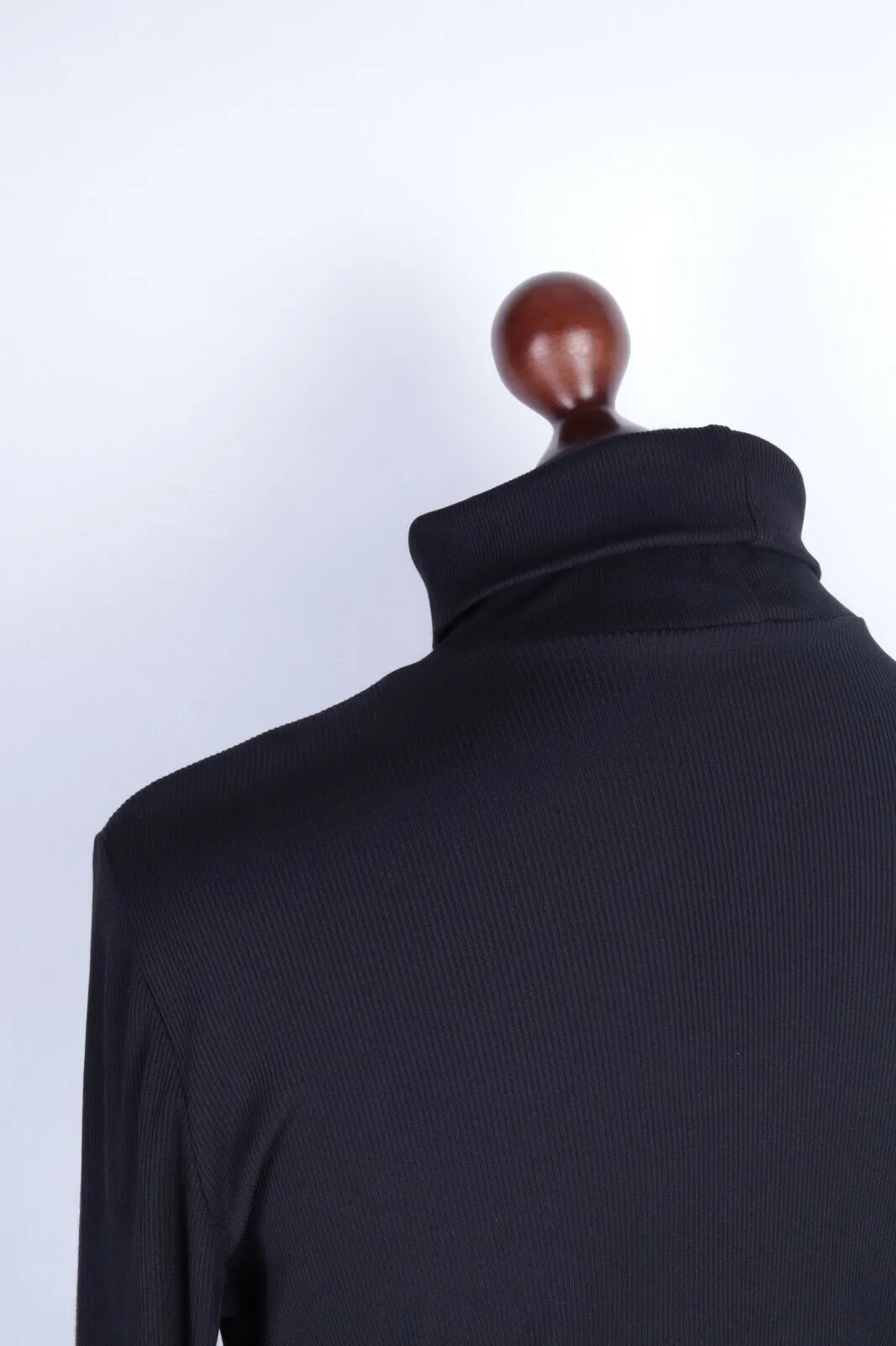 Men's CARLO COLUCCI Black Tactel Stretch Ribbed Turtleneck Pullover Size 46