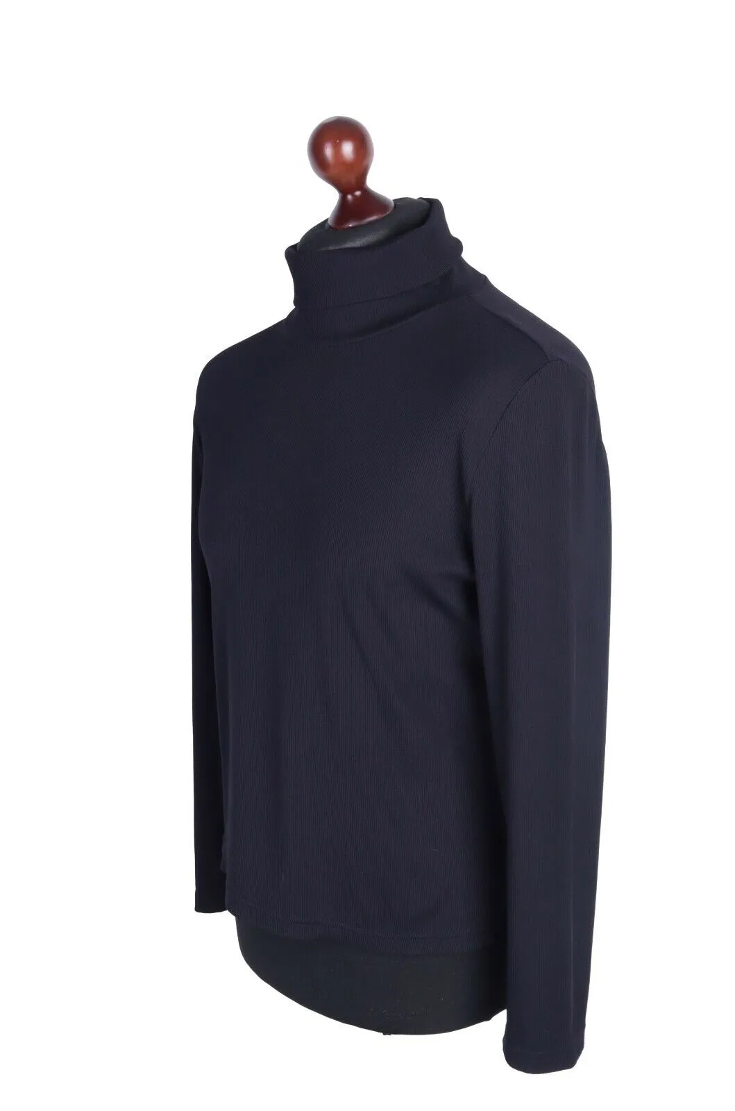 Men's CARLO COLUCCI Black Tactel Stretch Ribbed Turtleneck Pullover Size 46