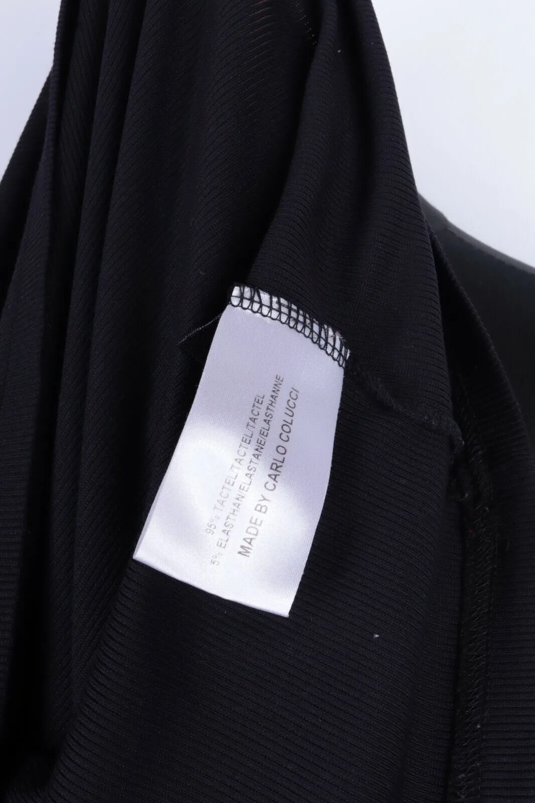Men's CARLO COLUCCI Black Tactel Stretch Ribbed Turtleneck Pullover Size 46