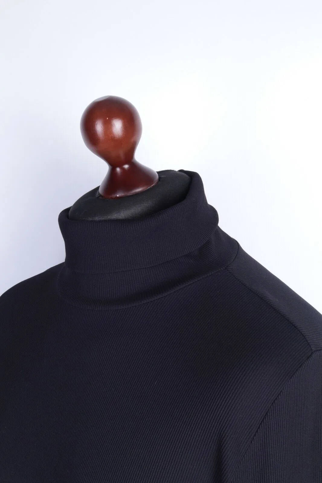 Men's CARLO COLUCCI Black Tactel Stretch Ribbed Turtleneck Pullover Size 46