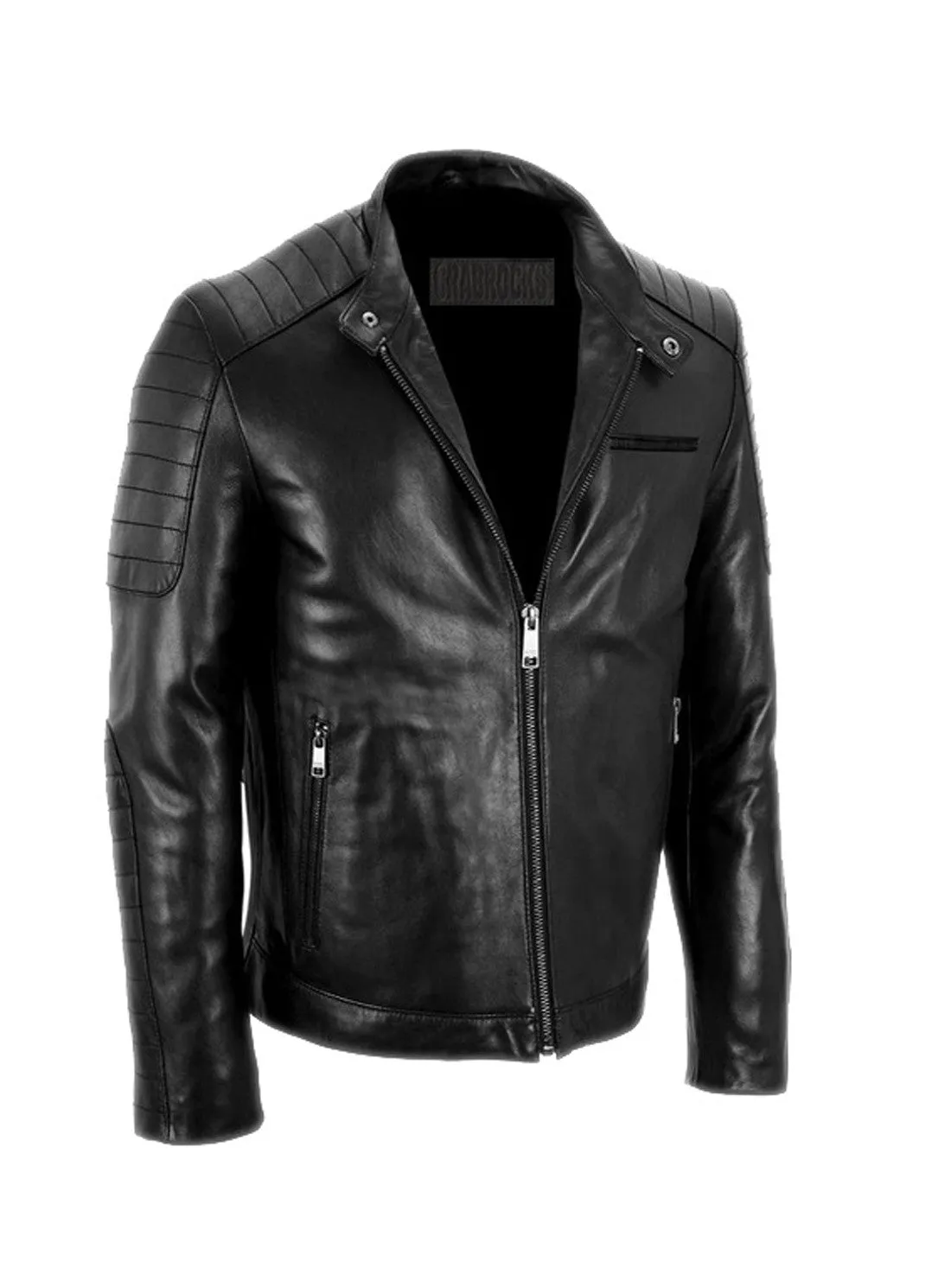 Men's Leather Padded Washed Biker Hot Seller