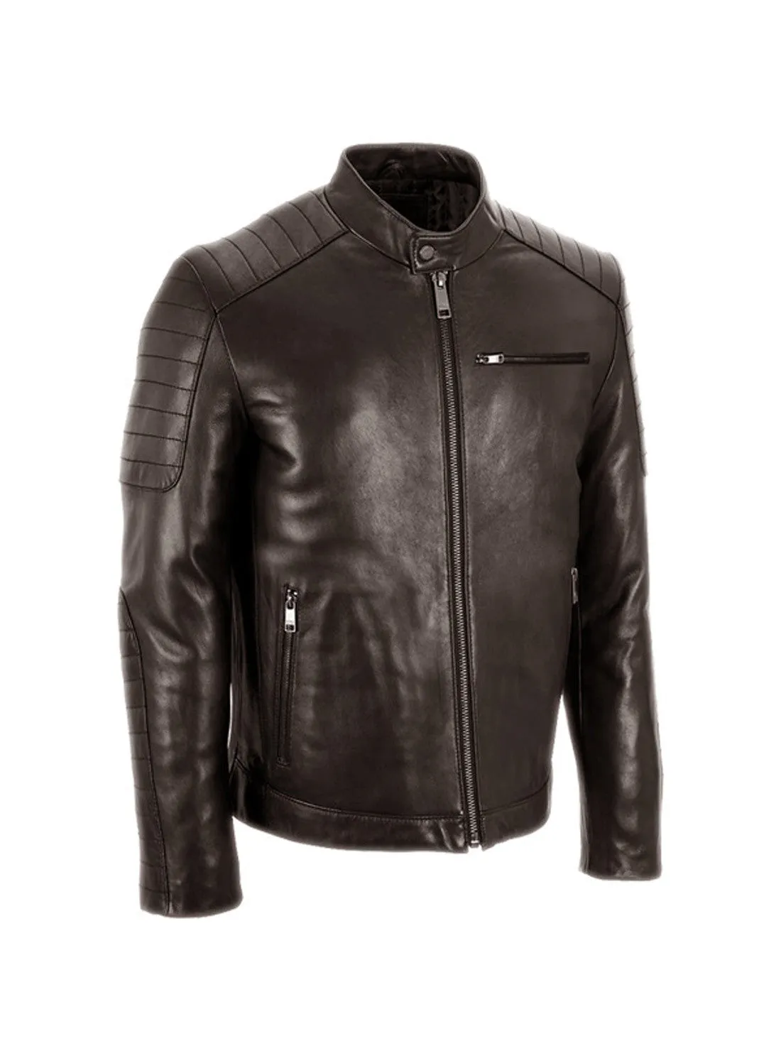 Men's Leather Padded Washed Biker Hot Seller