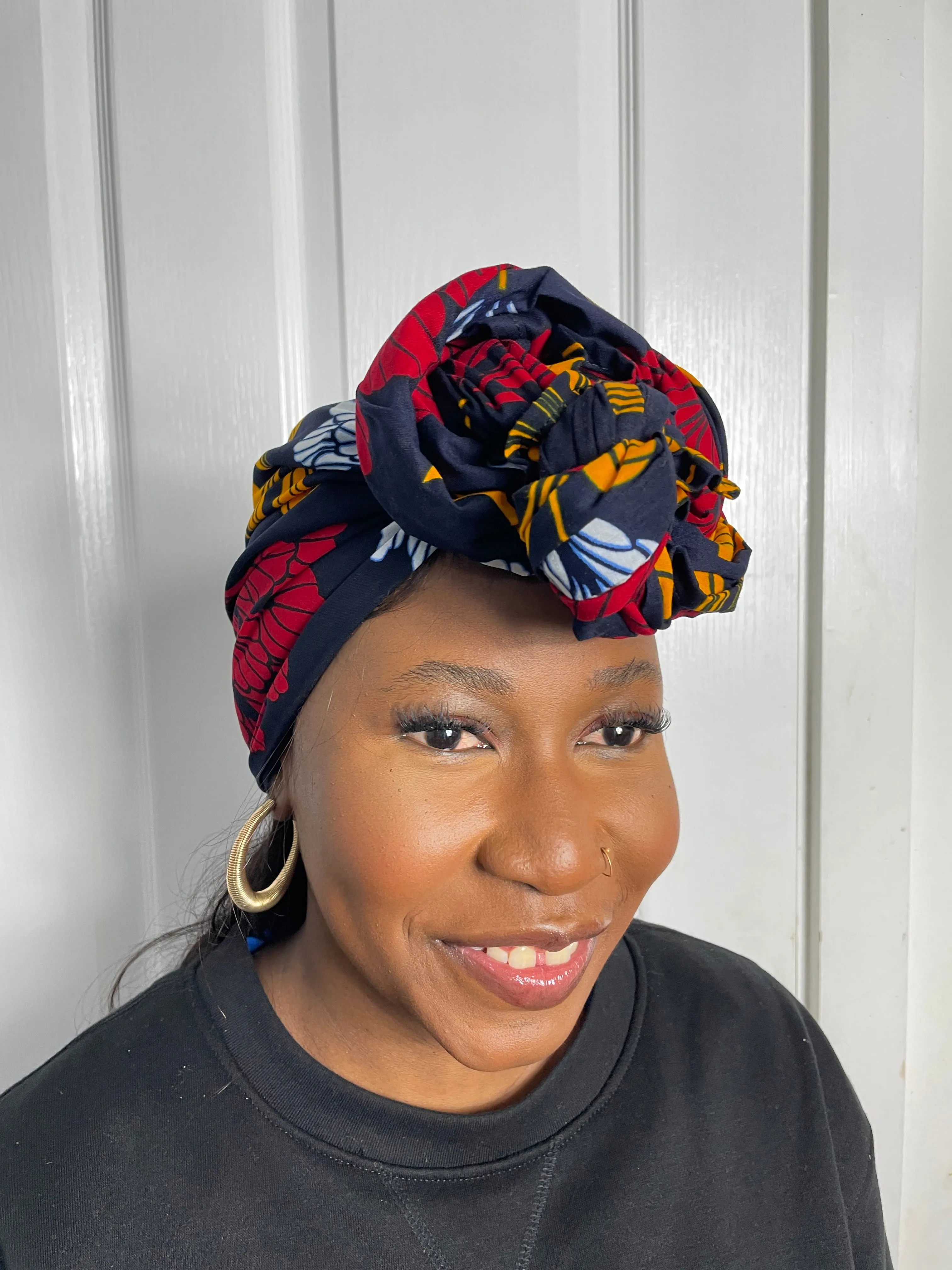 Mfon Blue and Red HeadWrap/Scarf