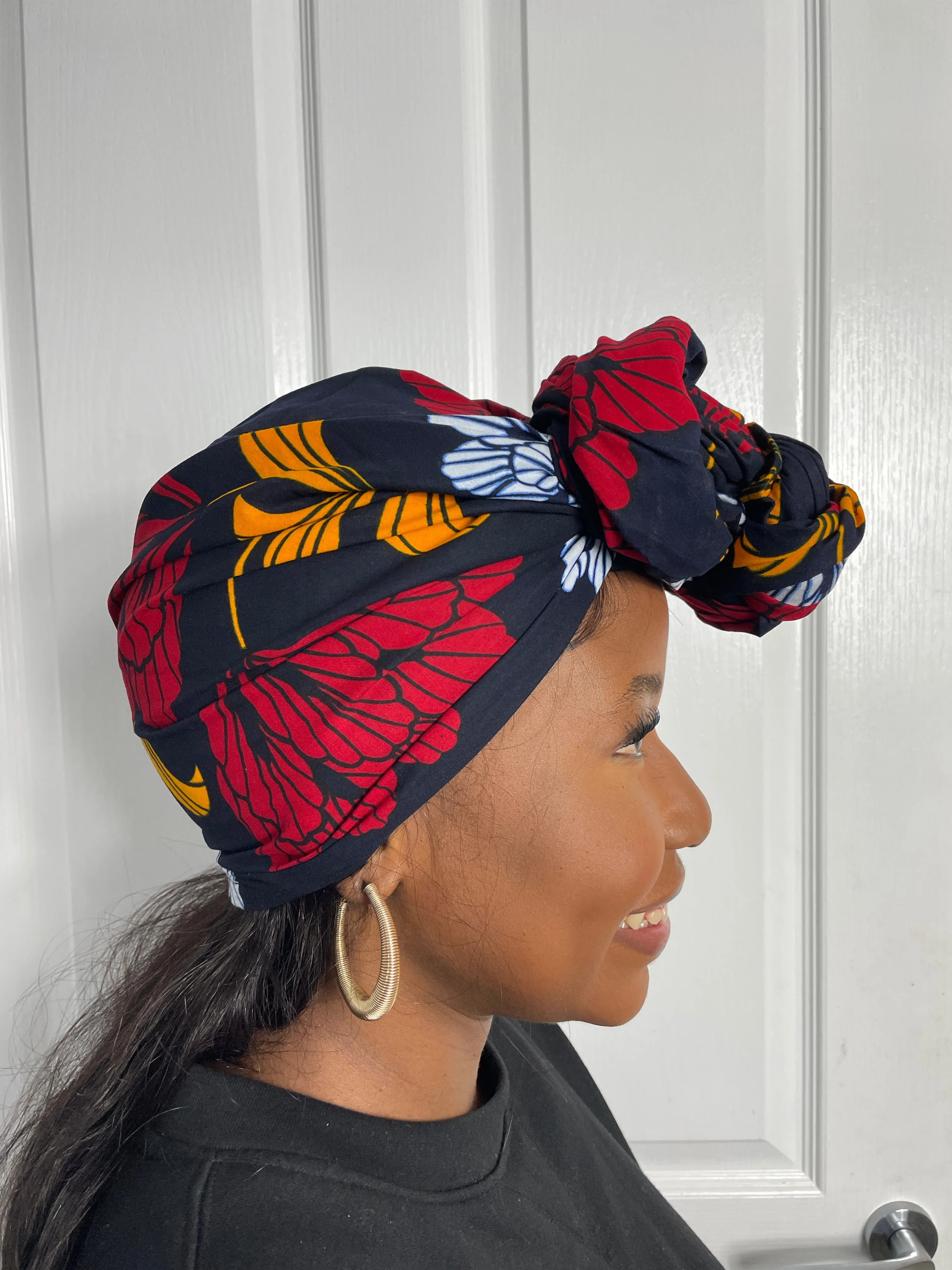 Mfon Blue and Red HeadWrap/Scarf