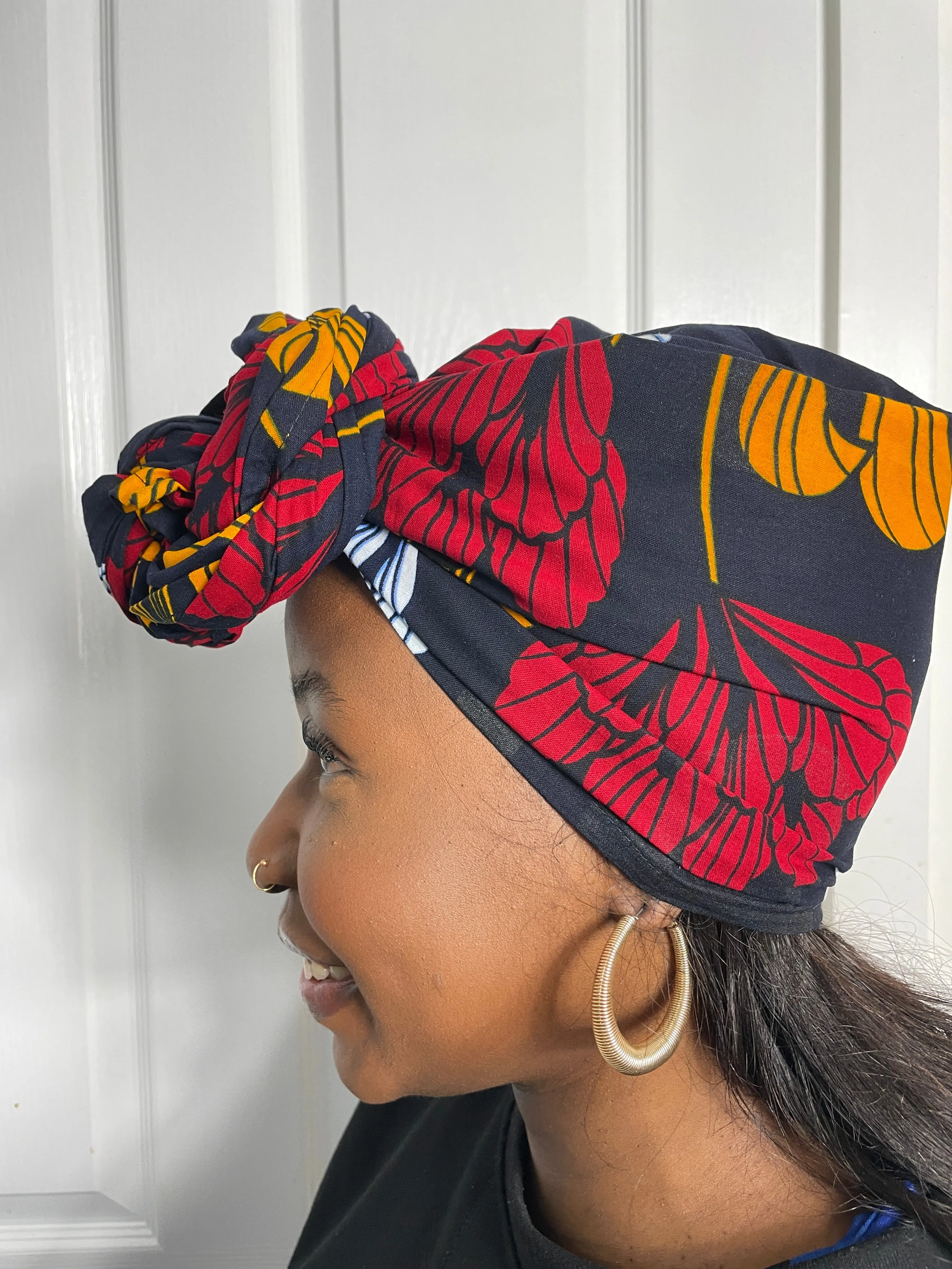 Mfon Blue and Red HeadWrap/Scarf