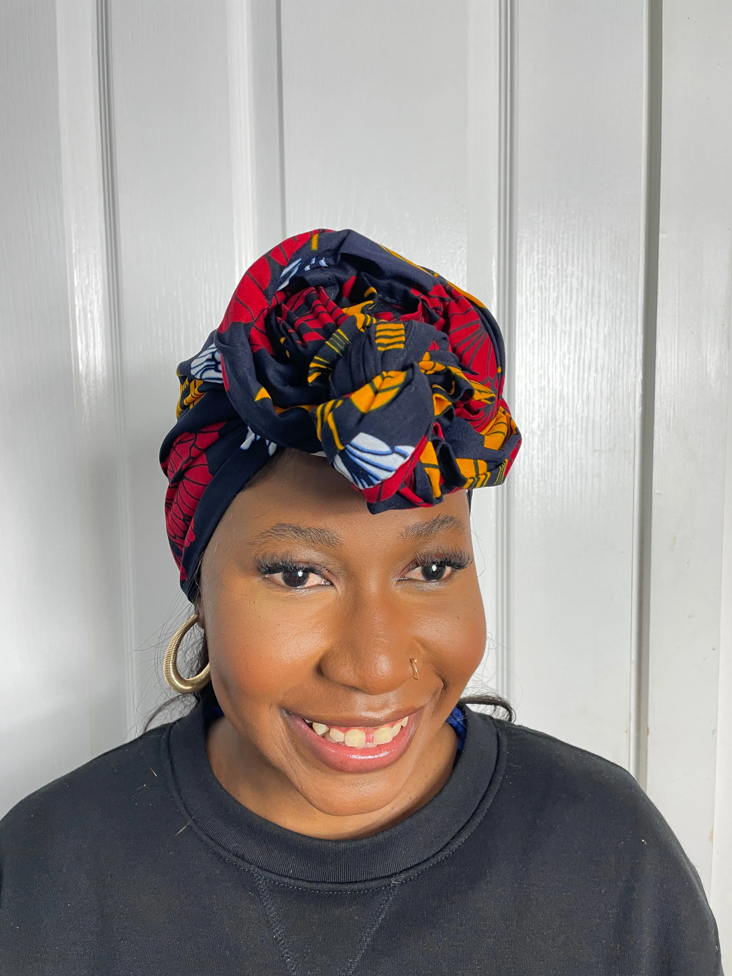 Mfon Blue and Red HeadWrap/Scarf