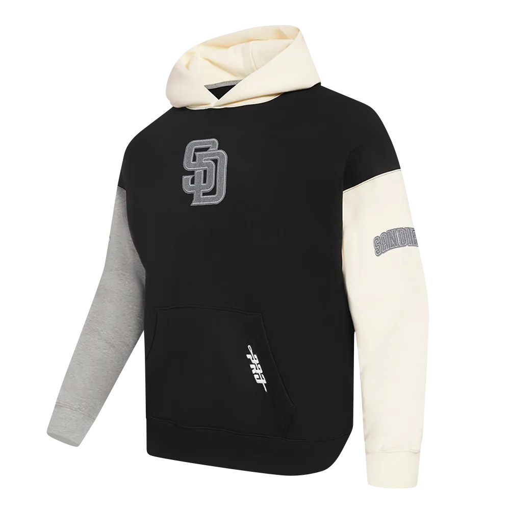 MLB SAN DIEGO PADRES REVERSE FRENCH TERRY MEN'S CB FLC PO HOODIE (BLACK/GRAY/EGGSHELL)