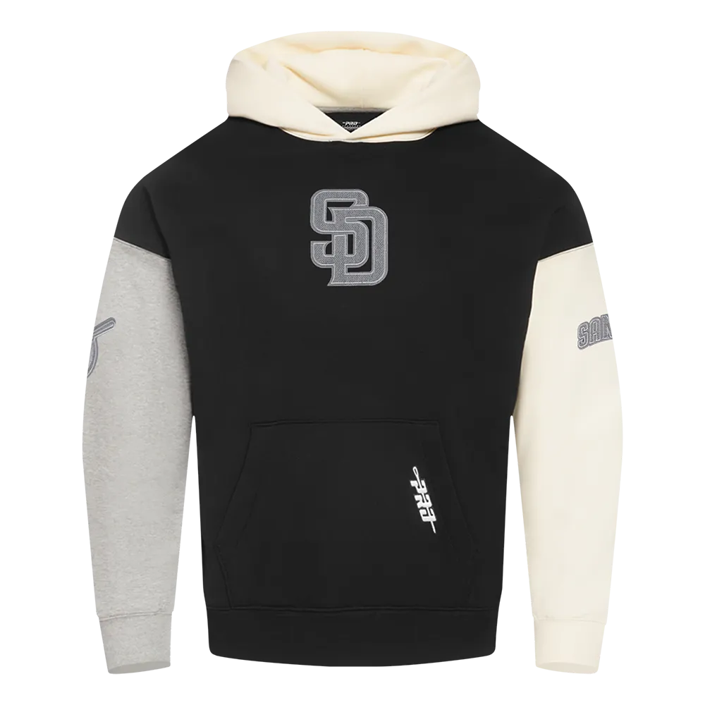 MLB SAN DIEGO PADRES REVERSE FRENCH TERRY MEN'S CB FLC PO HOODIE (BLACK/GRAY/EGGSHELL)