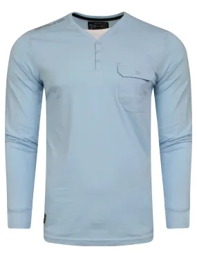 Mock T-Shirt Insert Long Sleeve T-Shirt in Cerulean Blue - Dissident