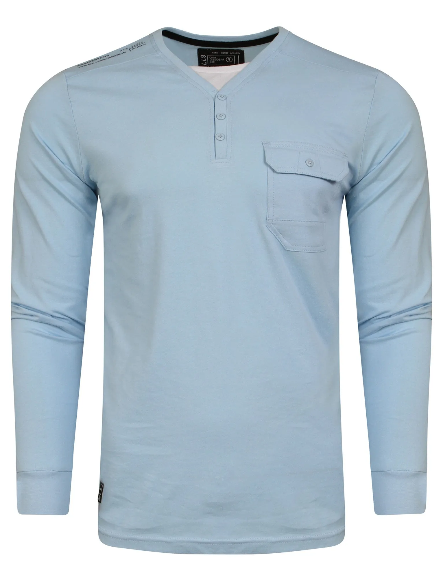 Mock T-Shirt Insert Long Sleeve T-Shirt in Cerulean Blue - Dissident