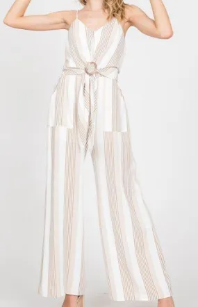 Multi Stripe Belted Jumpsuit