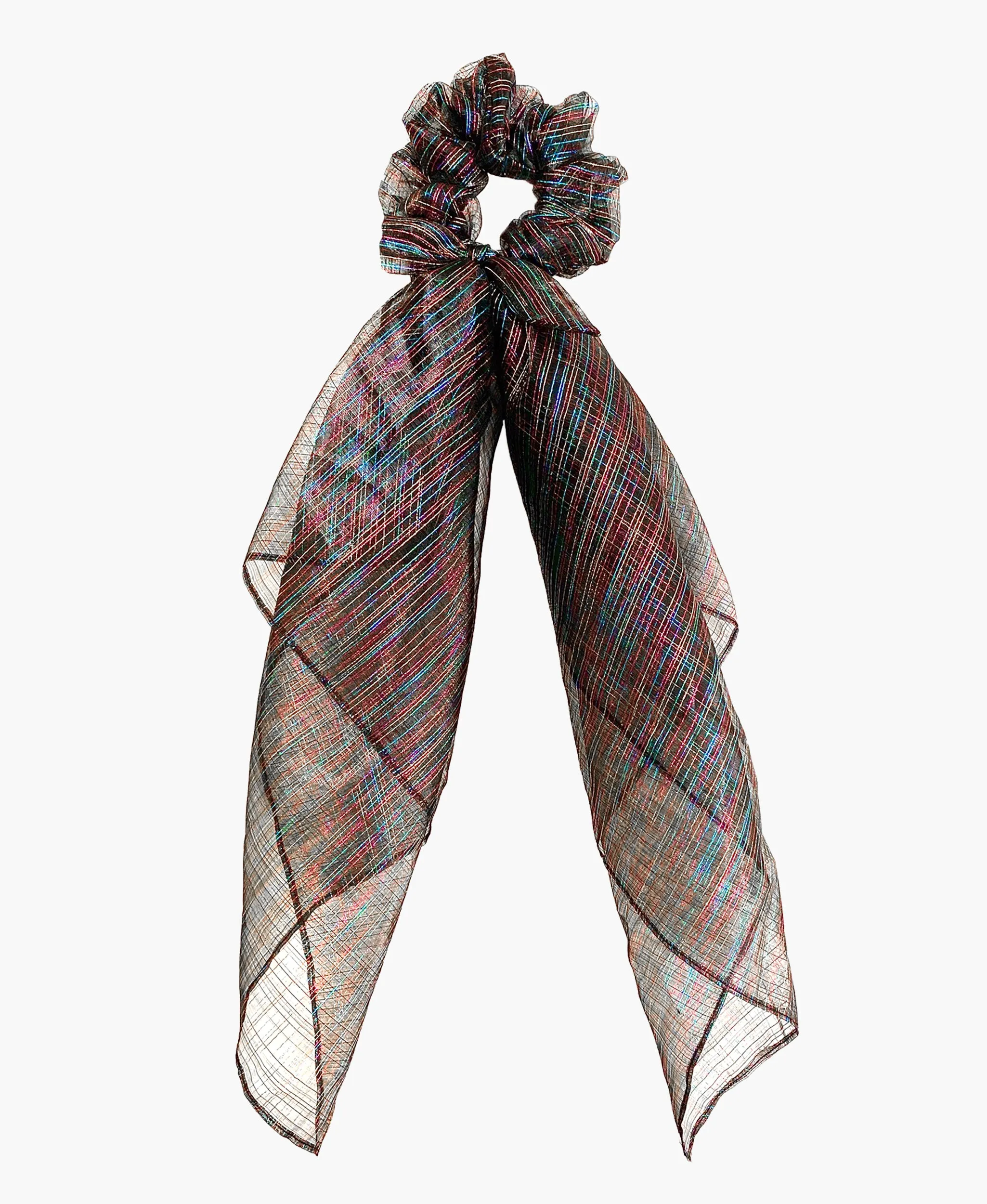 Multicolour Metallic Stripe Scarf Scrunchie