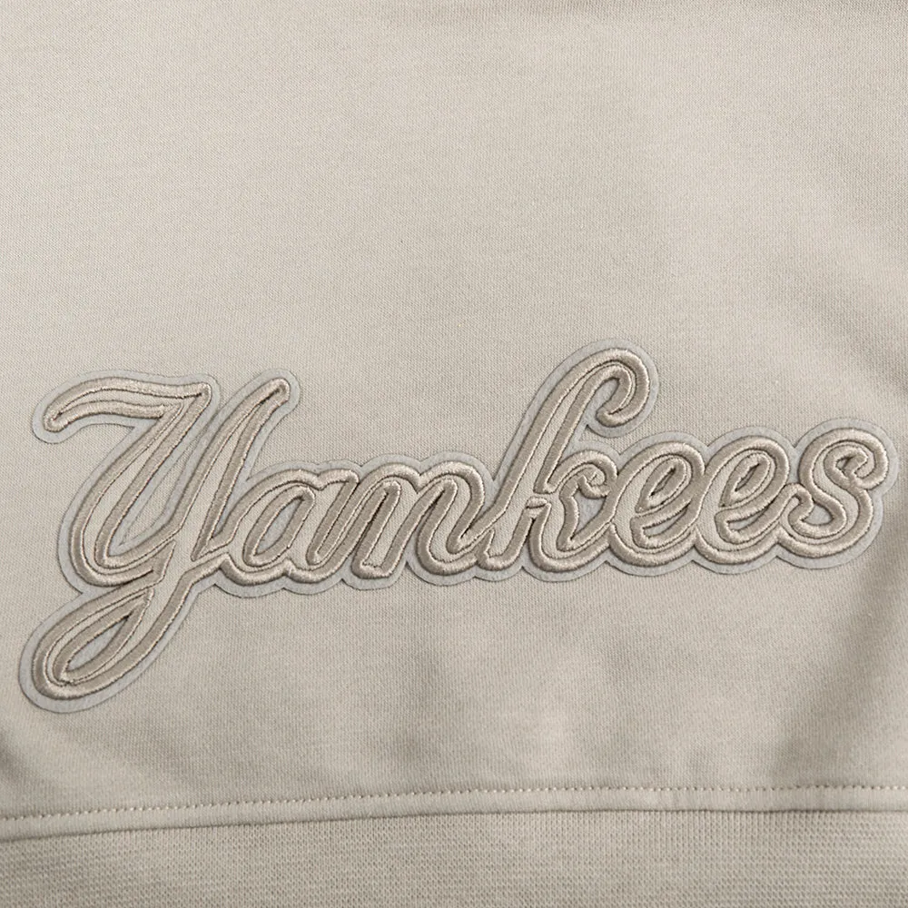 NEW YORK YANKEES NEUTRAL BIG GIRLS FLC PO HOODIE (TAUPE)