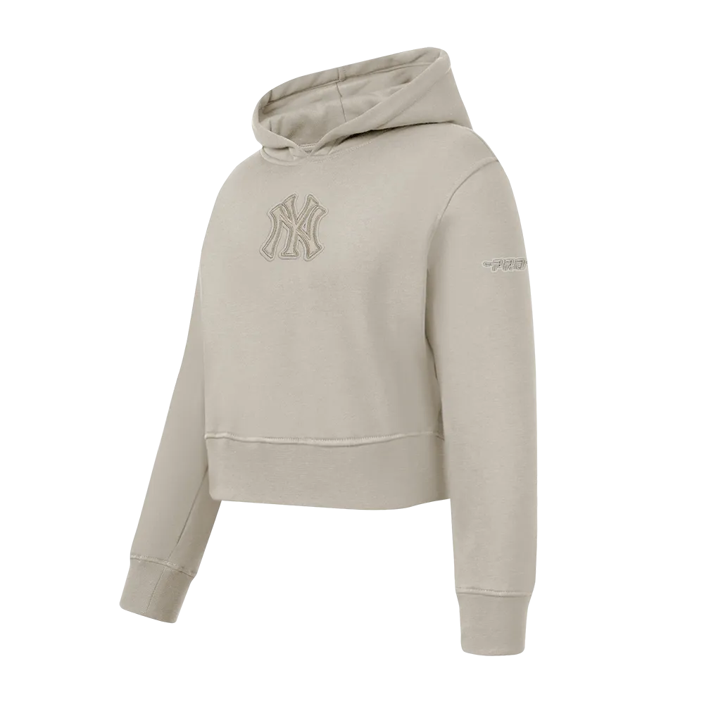 NEW YORK YANKEES NEUTRAL BIG GIRLS FLC PO HOODIE (TAUPE)