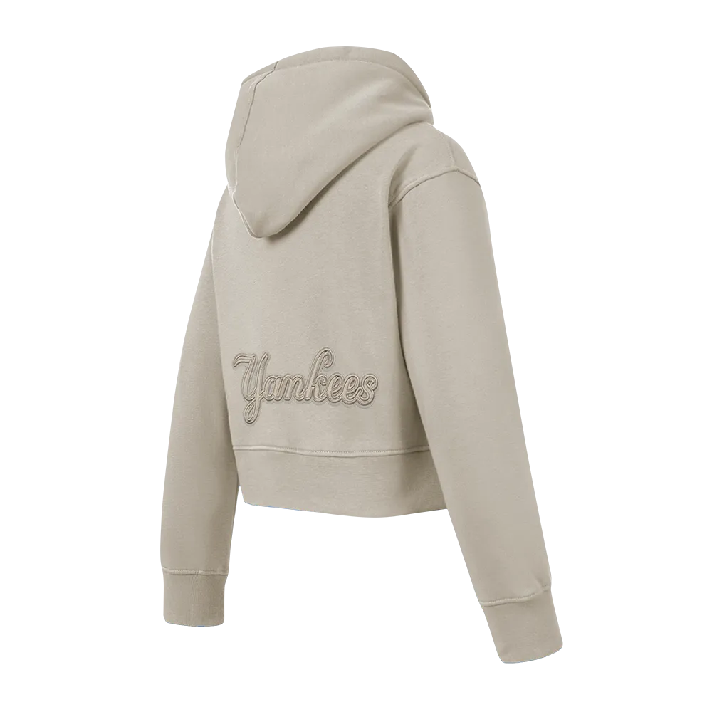 NEW YORK YANKEES NEUTRAL BIG GIRLS FLC PO HOODIE (TAUPE)