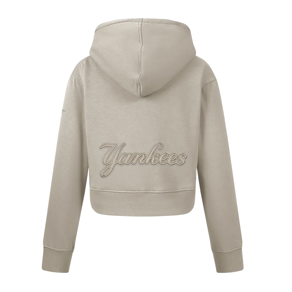 NEW YORK YANKEES NEUTRAL BIG GIRLS FLC PO HOODIE (TAUPE)