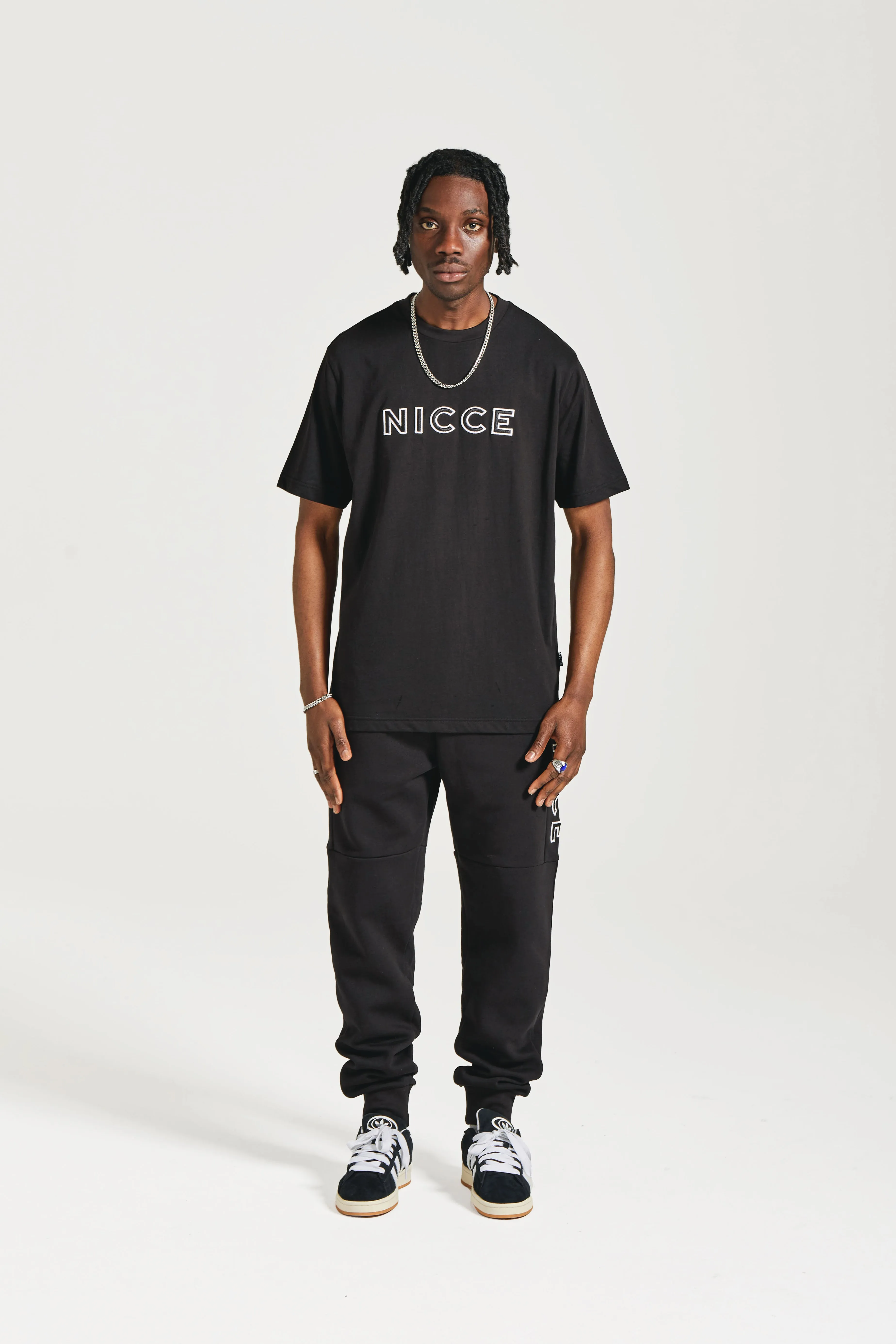 NICCE Mens Mercury Outline Joggers | Black