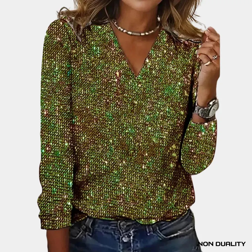 Non Duality | Sparkle Glam V-Neck Top