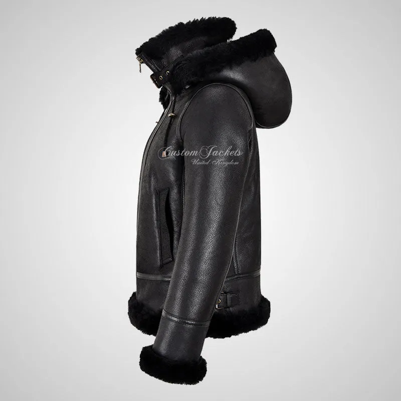 NUUK Women Shearling Jacket with Detachable Hood Sheepskin Jacket