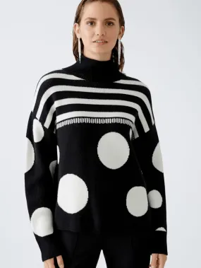 Oui Women's Spots And Stripes Patterned Jumper 90168 Col 0991