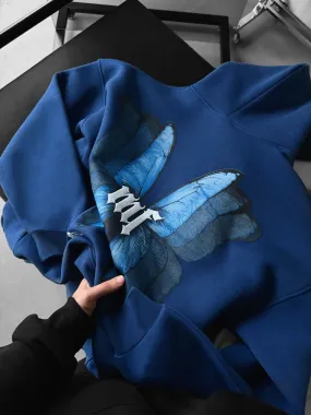 Oversize Butterfly Effect Hoodie - Navy Peony