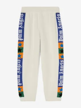 Palm Angels Kids Jacquard Logo Band Joggers in Ivory