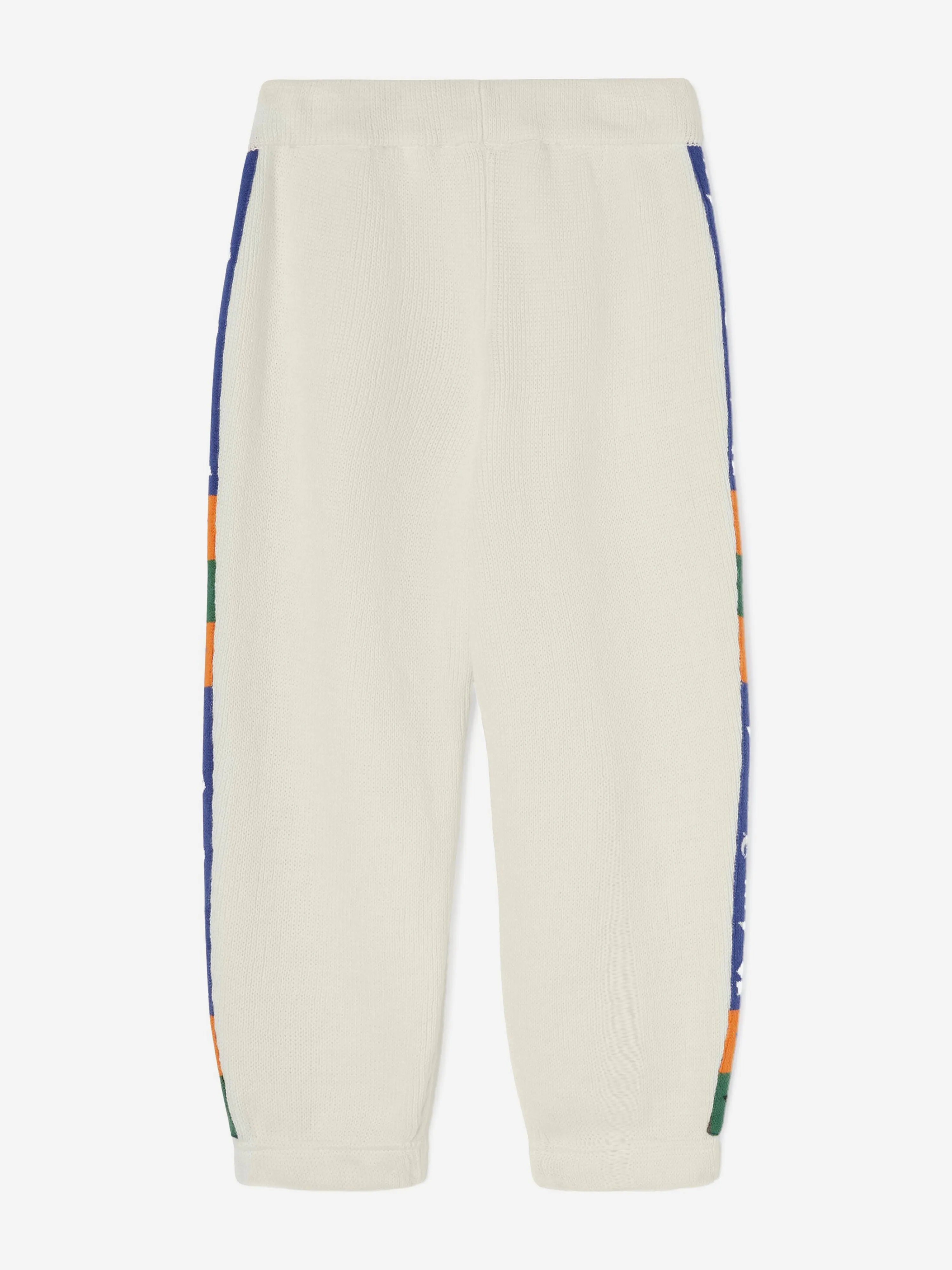 Palm Angels Kids Jacquard Logo Band Joggers in Ivory