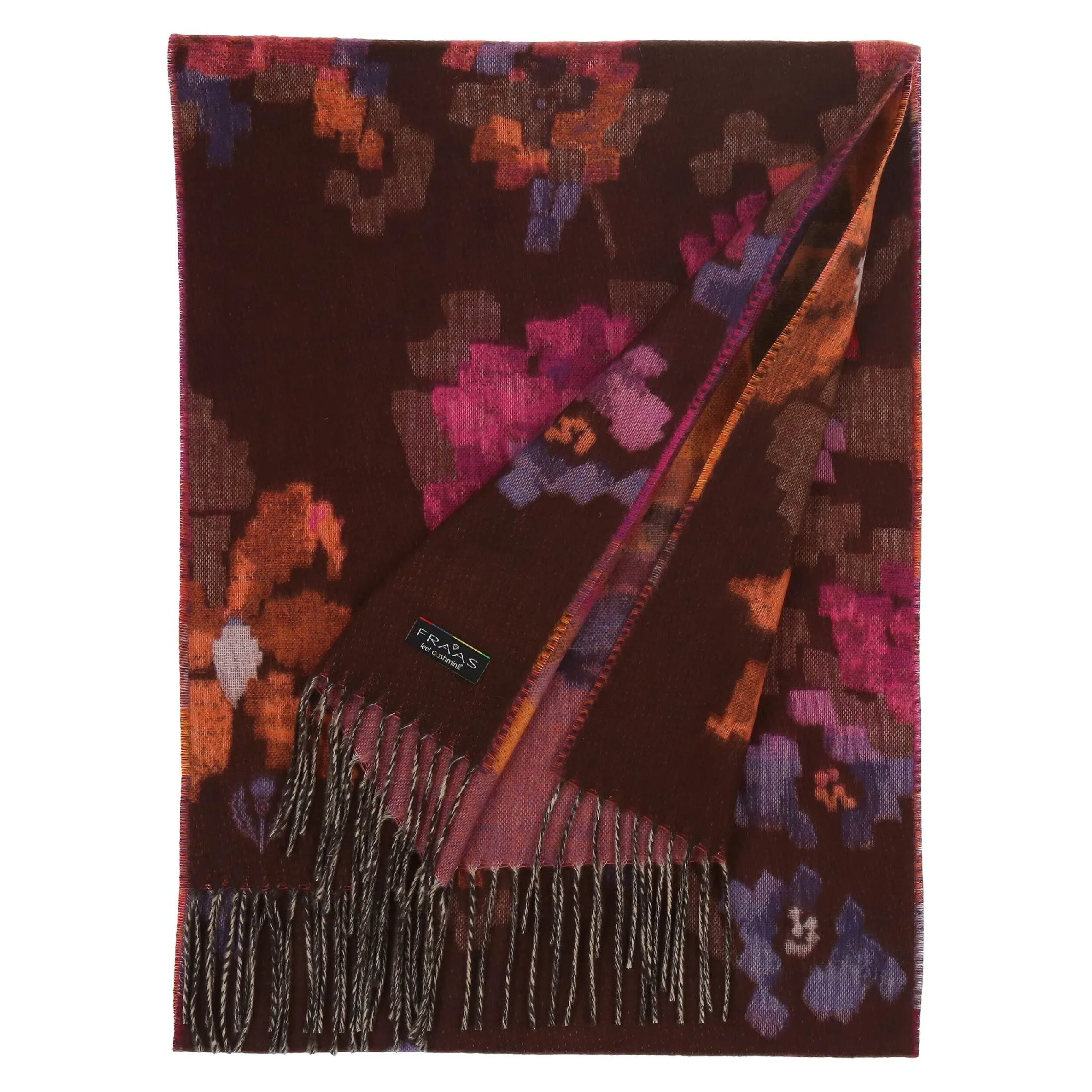 Pixelated Flowers Shawl, Double Espresso