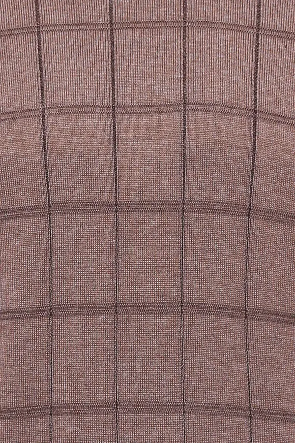 Plaid Half Turtleneck Beige Sweater - Wessi