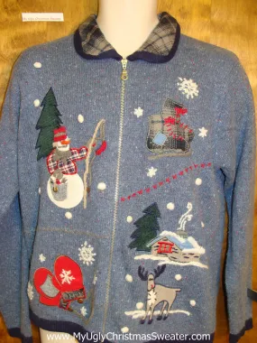 Plaid Themed Cheap Ugly Christmas Sweater