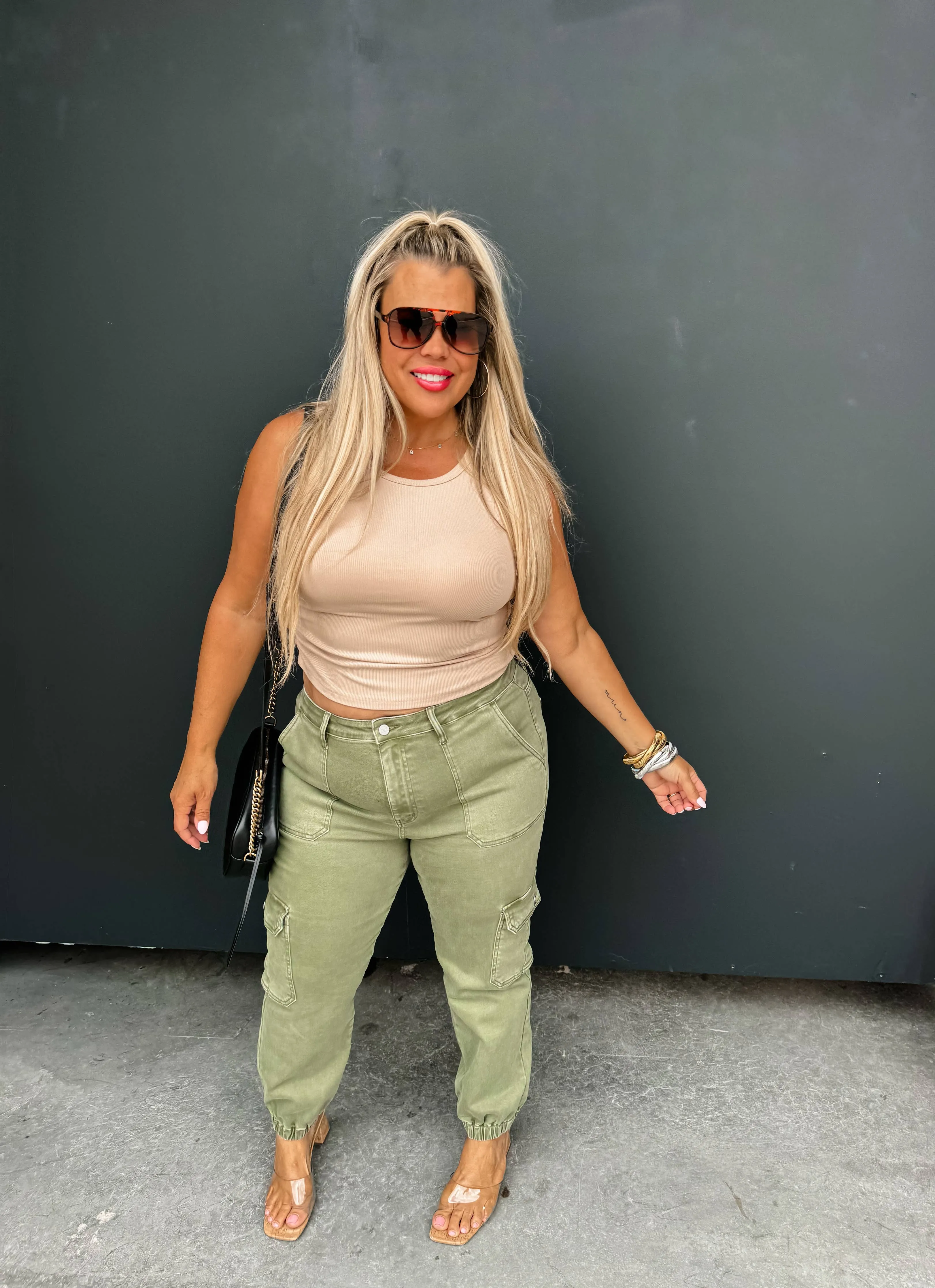 PLUS QUINN CARGO JOGGERS: OLIVE