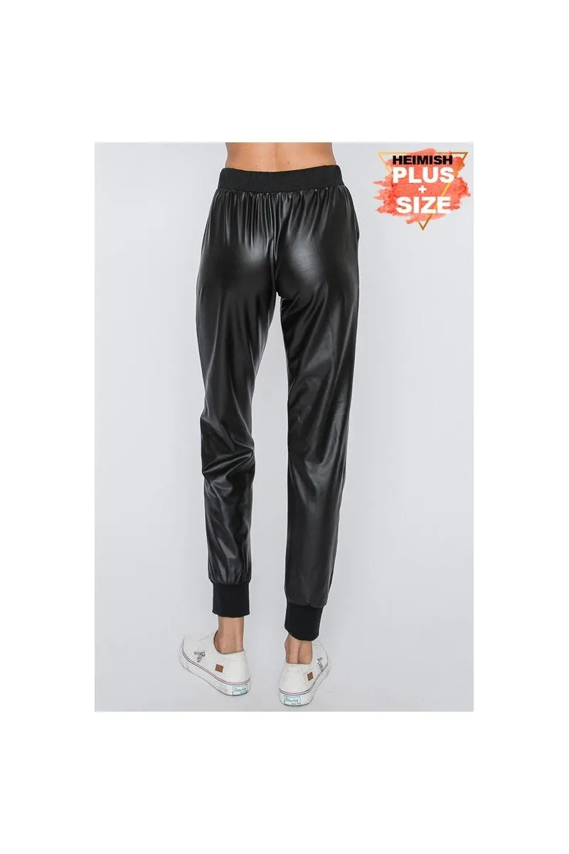 Plus Size Faux Leather Joggers