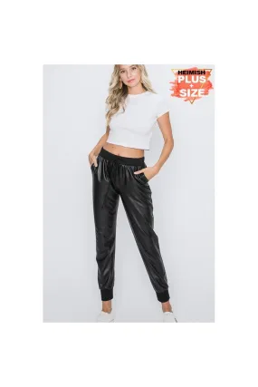 Plus Size Faux Leather Joggers