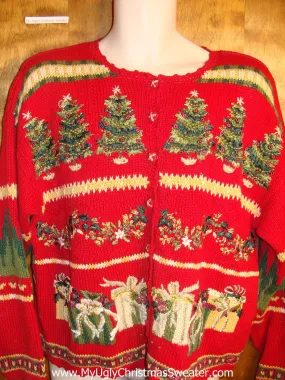 Presents and Trees Fun 80s Christmas Sweater