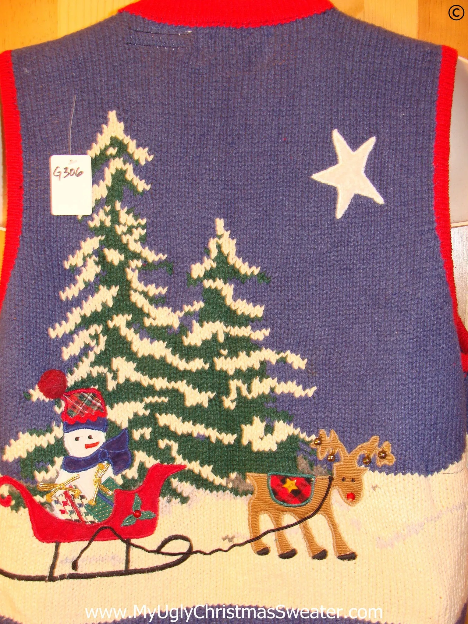 Reindeer North Pole Tacky Christmas Sweater Vest with Lights