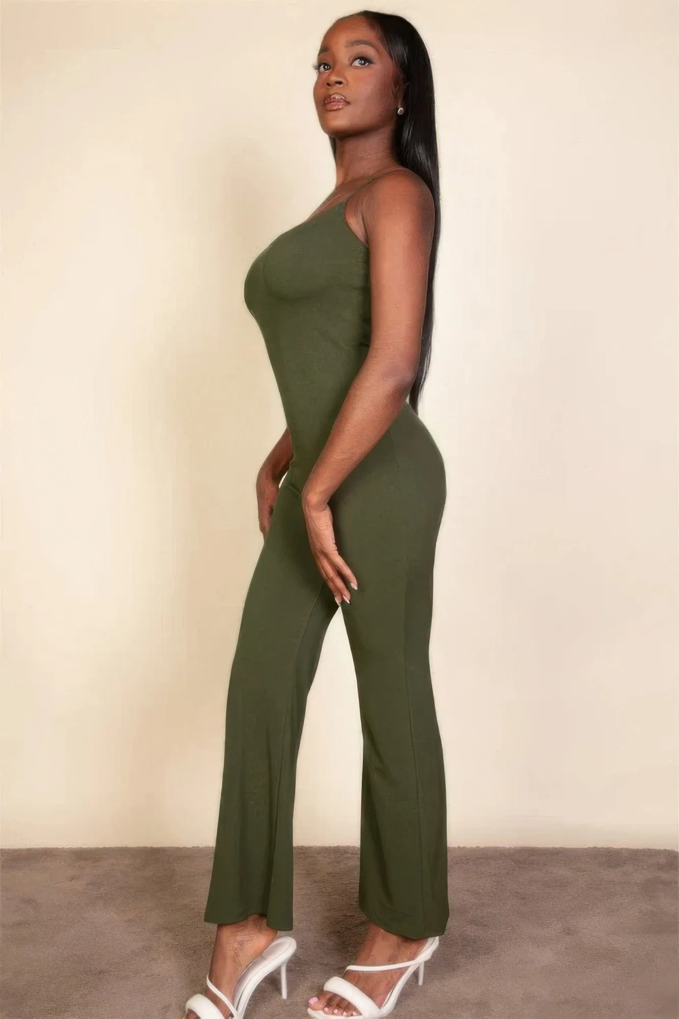 Ribbed Flair Leg Jumpsuit