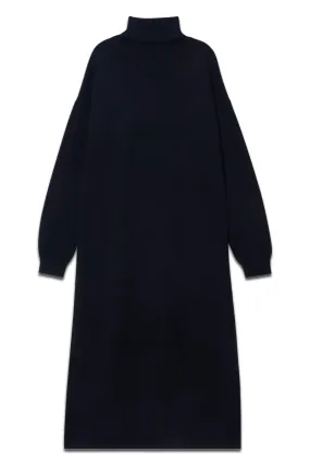 Roll Neck Knit Dress, Dark Sapphire