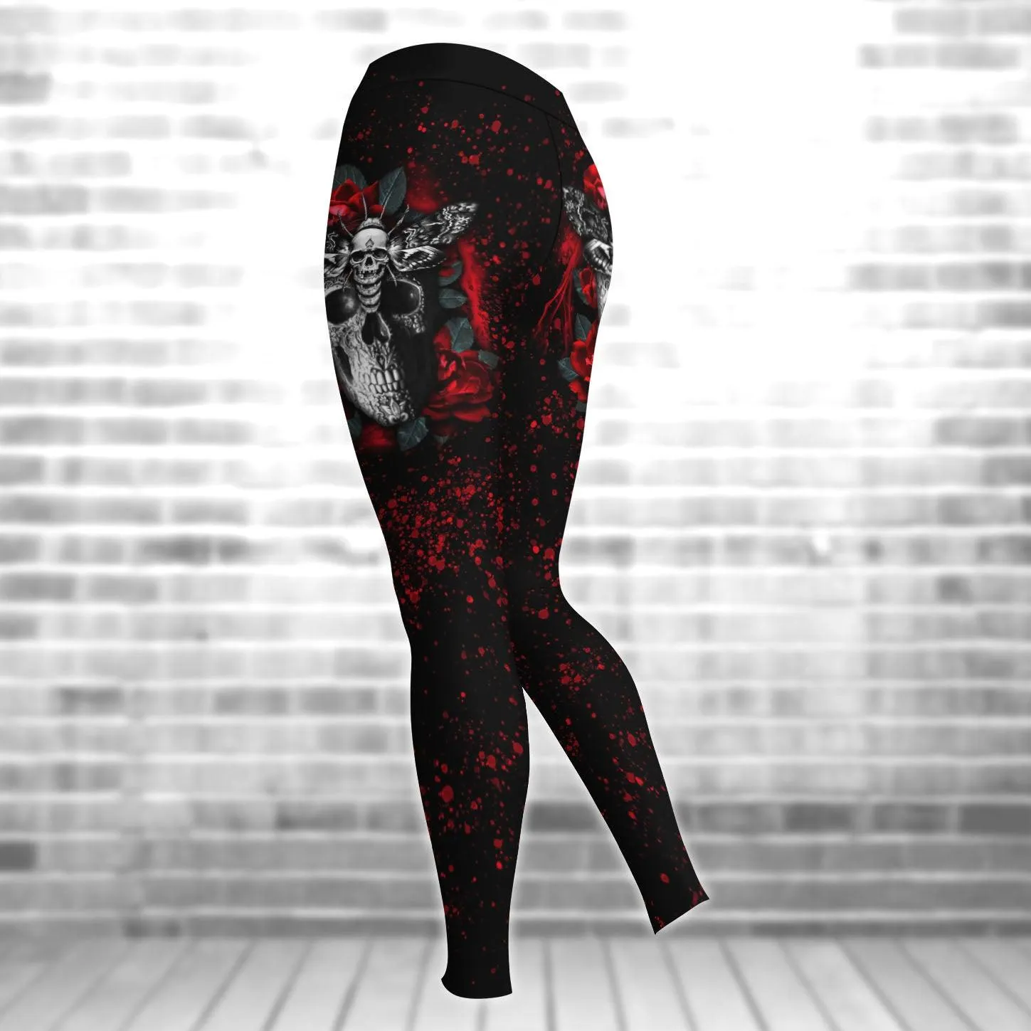 Rose Butterfly Skull Gothic Artwork Combo Hoodie and Leggings