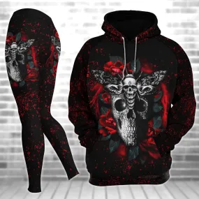 Rose Butterfly Skull Gothic Artwork Combo Hoodie and Leggings